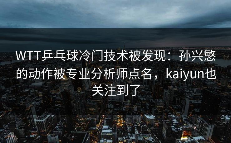 WTT乒乓球冷门技术被发现：孙兴慜的动作被专业分析师点名，kaiyun也关注到了