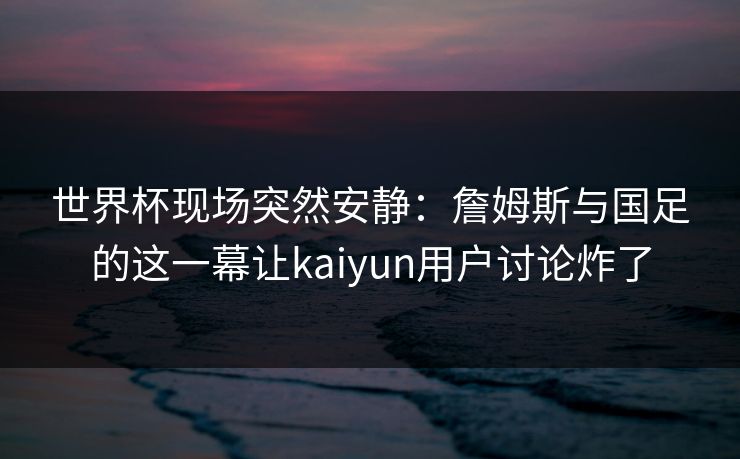 世界杯现场突然安静：詹姆斯与国足的这一幕让kaiyun用户讨论炸了